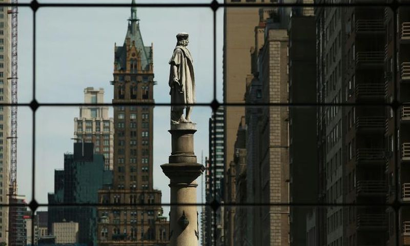 A New York statue of Christopher Columbus, one of the major European explorers of the 15th and 16th centuries, who is credited with discovering the Americas