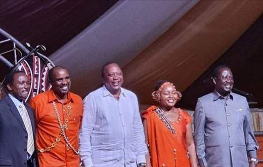 Kalonzo Muyoka, Kamotho Waiganjo, President Uhuru Kenyatta, Anne Waiguru and Raila Odinga