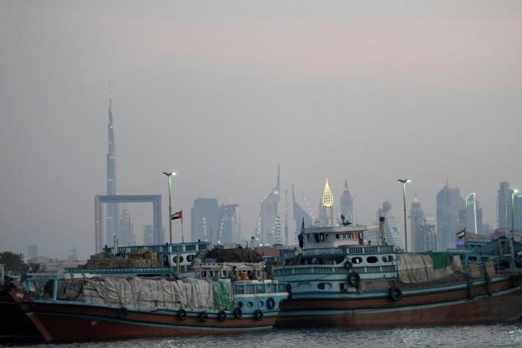 Iranian boats carrying commercial goods, mainly food ingredients, are shown docked at Ras al-Khor in Dubai early last month as tensions rose in Gulf waters