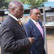 Lawyer Assa Nyakundi with his client Apostle James Ng'ang'a during his trial at the Limuru Law Courts