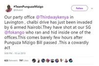 Ekuru Aukot's tweet detailing the alleged attack