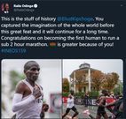 Uhuru, Raila and DP Ruto react to Eliud Kipchoge’s spectacular performance at the INEOS challenge [
