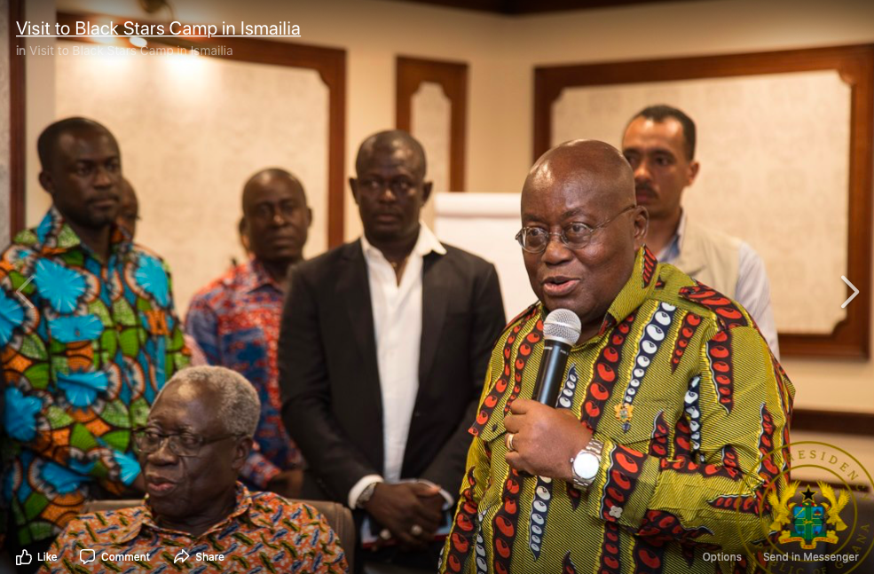 Nana Addo visits Black Stars in Egypt