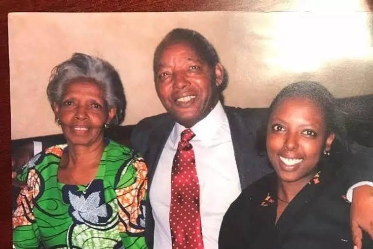 The late John Michuki (centre) with his late wife Josephine Watiri and their last born daughter Wanja Michuki. Wanja sues siblings over the former Environment minister's estate