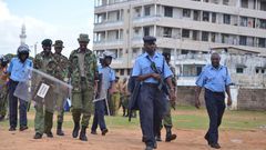 Police thwart demonstrations to protest Uhuru’s directive near the venue of Mashujaa day celebrations in Mombasa