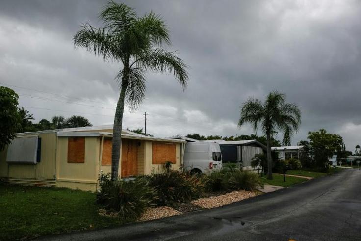 A residence in a mobile home park in Jensen Beach, Florida, was boarded up on September 2, 2019; the area is under a mandatory evacuation order as Hurricane Dorian slowly approaches