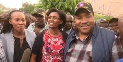 From right Kiambu Governor Ferdinand Waititu, his wife Susan Ndung'u and their daughter Dr Njeri Ndung'u after they were released from the EACC headquarters