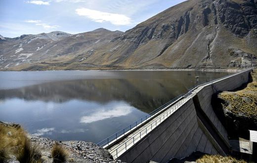 The Incachaca dam, which supplies the city of La Paz, Bolivia with water, is seen September 12, 2019
