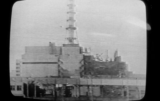 A picture of the Chernobyl plant shown on Soviet television on April 30, 1986