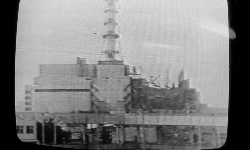 A picture of the Chernobyl plant shown on Soviet television on April 30, 1986