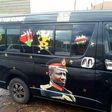 Matatu bearing photo of DP William Ruto in Commander-in-Chief uniform (Twitter)