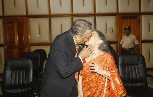90-year old billionaire Manu Chandaria and wife Aruna formalise their marriage at Attorney General's Sheria House office