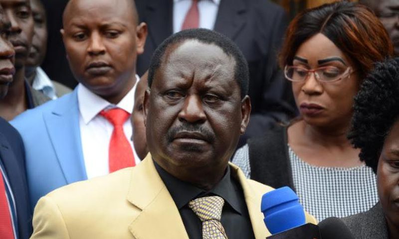 File image of Raila Odinga at Lee Funeral Home shortly after viewing the body of Governor Joyce Laboso on 29 July 2019