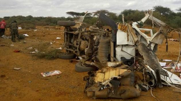 Scene after IED killed 12 Kenyan police officers in Wajir
