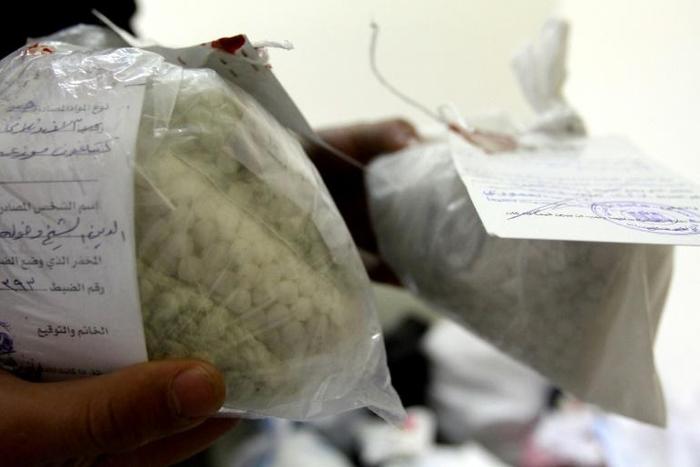 Captagon pills, such as these ones seized by Syrian authorities in 2016, have been widely used by fighters in Syria's civil war