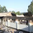 A burnt-out dormitory building at Itiero boys high school in Kenya's Kisii county, set on fire by students during a night of unrest 