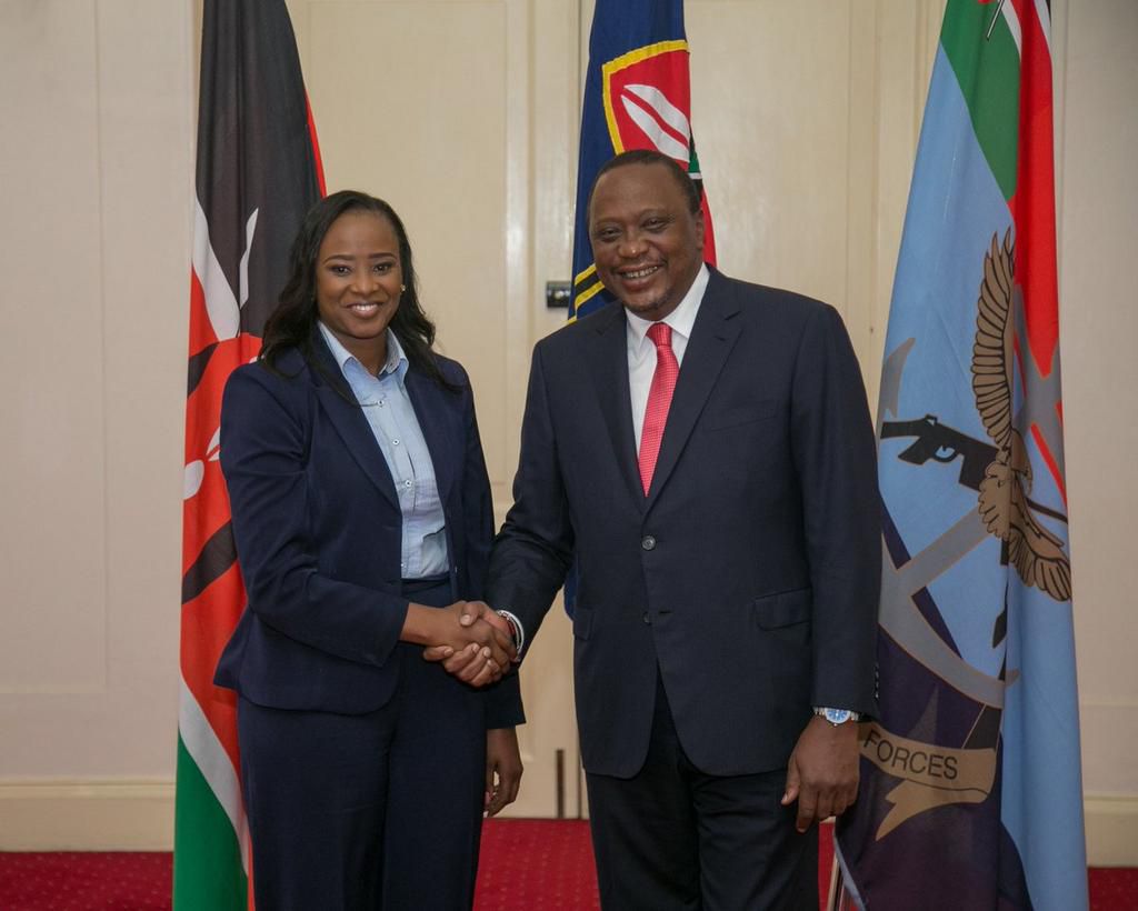 President Uhuru Kenyatta and former Citizen TV news anchor Kanze Dena