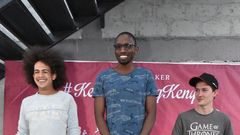 WINNERS OF JOHNNIE WALKER GP KARTING CHAMPIONSHIP, EDDIE BEHR, SAM KARANGATA  AND WESS VAN DIJCK