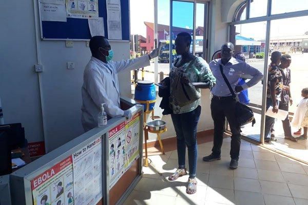 Passengers being screened at the one-stop Busia Border Post after Ebola cases were reported in Eastern Uganda