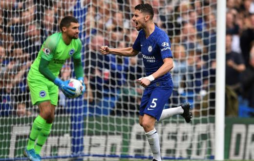 Chelsea midfielder Jorginho scored the opening goal from the penalty spot against Brighton