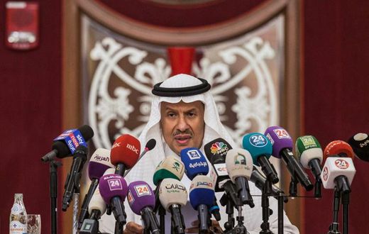 Saudi Arabia's Energy Minister Prince Abdulaziz bin Salman gives a press conference in the Red Sea city of Jeddah on September 17, 2019