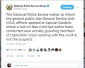 A tweet from National Police service