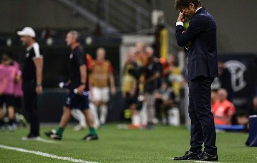 Blame me: Antonio Conte's Inter Milan drew 1-1 to outsiders Slavia Prague.