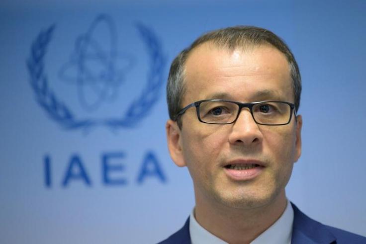 (FILES) In this file photo taken on September 9, 2019, Cornel Feruta, acting Director General of the International Atomic Energy Agency (IAEA), speaks at a press conference in Vienna, Austria. The EU has urged Iran to cooperate with the UN's nuclear wa...