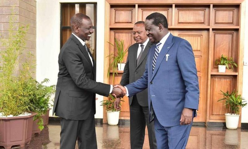 President Uhuru Kenyatta, Deputy President William Ruto and former Prime Minister Raila Odinga