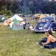 People at a campground of the 1969 Woodstock Music Festival, which this year marks its 50th anniversary