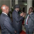 South Sudan President Salva Kiir, President Uhuru Kenyatta, Deputy President William Ruto and former Prime Minister Raila Odinga during the dinner at State House (Courtesy)