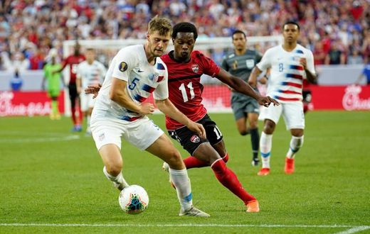 United States defender Walker Zimmerman, left, was removed from the United States training camp Monday for upcoming matches against Cuba and Canada