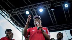 Kamto, seen addressing supporters last year, says he won the presidential poll but authorities decreed he garnered just 14.23 percent and declared veteran Paul Biya the victor