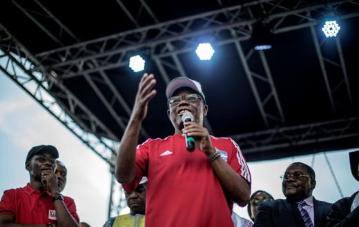 Kamto, seen addressing supporters last year, says he won the presidential poll but authorities decreed he garnered just 14.23 percent and declared veteran Paul Biya the victor