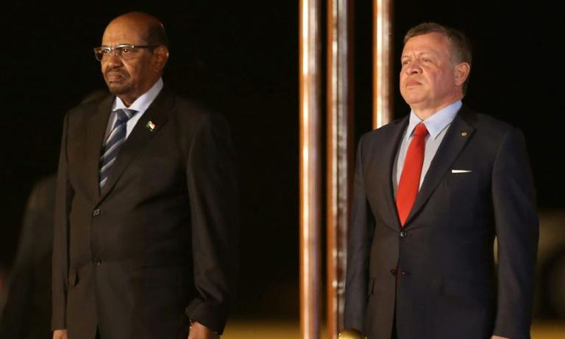 The ICC upheld a reprimand for Jordan for failing to arrest Sudanese President Omar al-Bashir (left) during a visit to Amman in 2017 when he met King King Abdullah II.