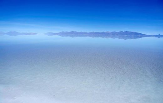 Aerial view of the flooded southern zone of the Uyuni Salt Flat, Bolivia
