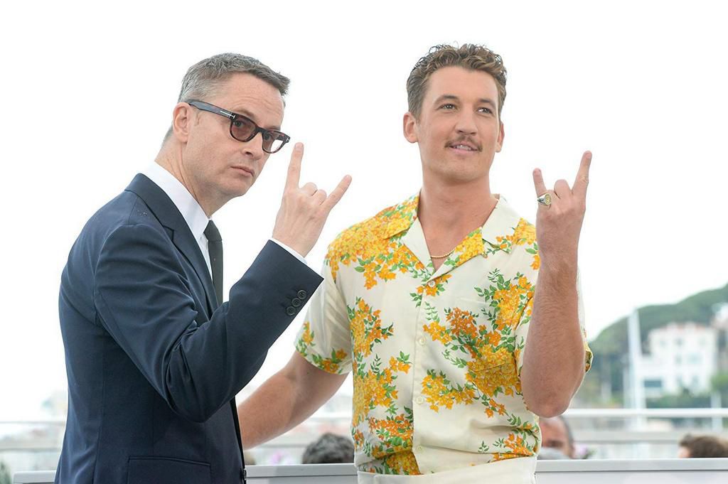 Director Nicolas Winding Refn and series lead Miles Teller.