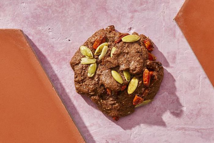 Chocolate Goji Berry-Pumpkin Seed Protein Cookies
