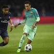 Barcelona forward Neymar (right) in action against Paris Saint-Germain during the side's Champions League clash at the Parc des Princes stadium on February 14, 2017