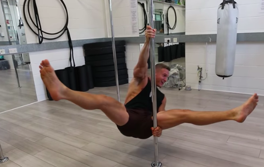 Bodybuilder Tries Pole Dancing for the First Time