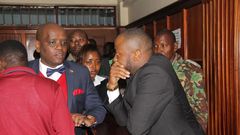 Jowie Irungu dons flashy tuxedo during first hearing of Monica Kimani murder trial