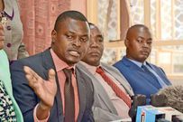 Kiharu MP Ndindi Nyoro (left) with other MPs from Central Kenya