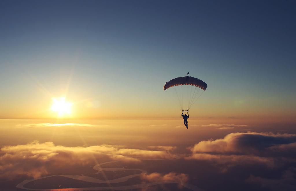 Skydiving sunset