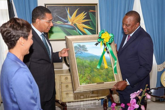 My brother is married to a Jamaican’s daughter – President Uhuru Kenyatta says during state visit in Kingston