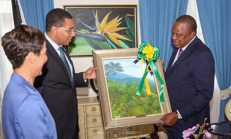 My brother is married to a Jamaican’s daughter – President Uhuru Kenyatta says during state visit in Kingston