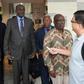The group, including Vice President Kembo Mohadi (C), attended a private Catholic mass for Mugabe officiated by a Zimbabwean priest