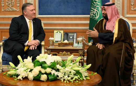 US Secretary of State Mike Pompeo, pictured (left) Mohammed bin Salman in January 2019, is due to meet the Saudi crown prince in Jeddah