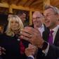 Former head of the the far-right Freedom Party Austria (FPOe) Heinz-Christian Strache (Left) greets new party leader Norbert Hofer (Right) during the FPOe Oktoberfest in Vienna ahead of snap polls on Sunday
