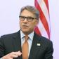 US Secretary of Energy Rick Perry delivers a statement after signing an agreement with Estonian, Lithuanian and Latvian counterparts on strengthening energy cooperation between the US and the Baltic States during a meeting in Vilnius, Lithuania, on Oct...