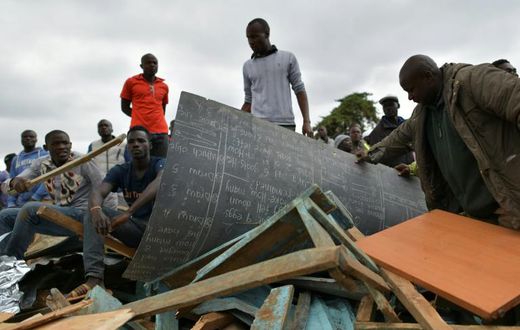 The school collapsed as children were arriving for class